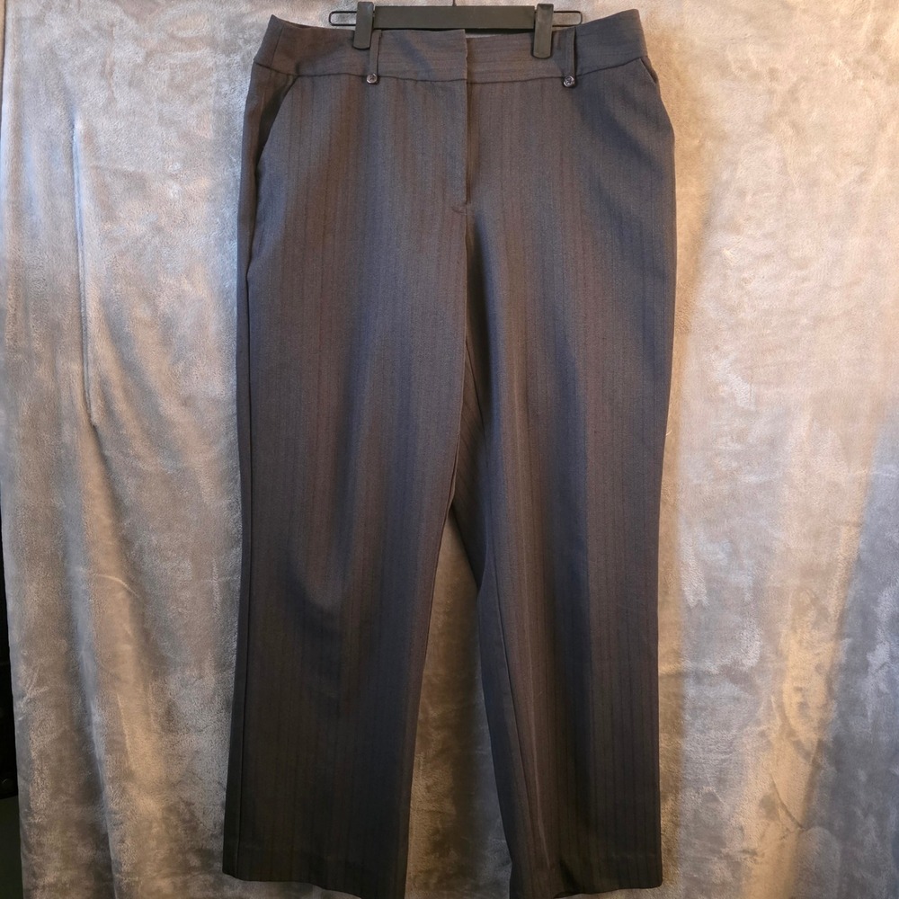 George Stretch Dark Grey Pinstripe Dress Pants Womens 16 Average GL541074